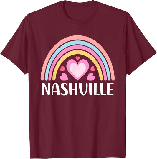 Nashville Nashville Rainbow Cute Nashville T-Shirt - T-Shirt | Maroon