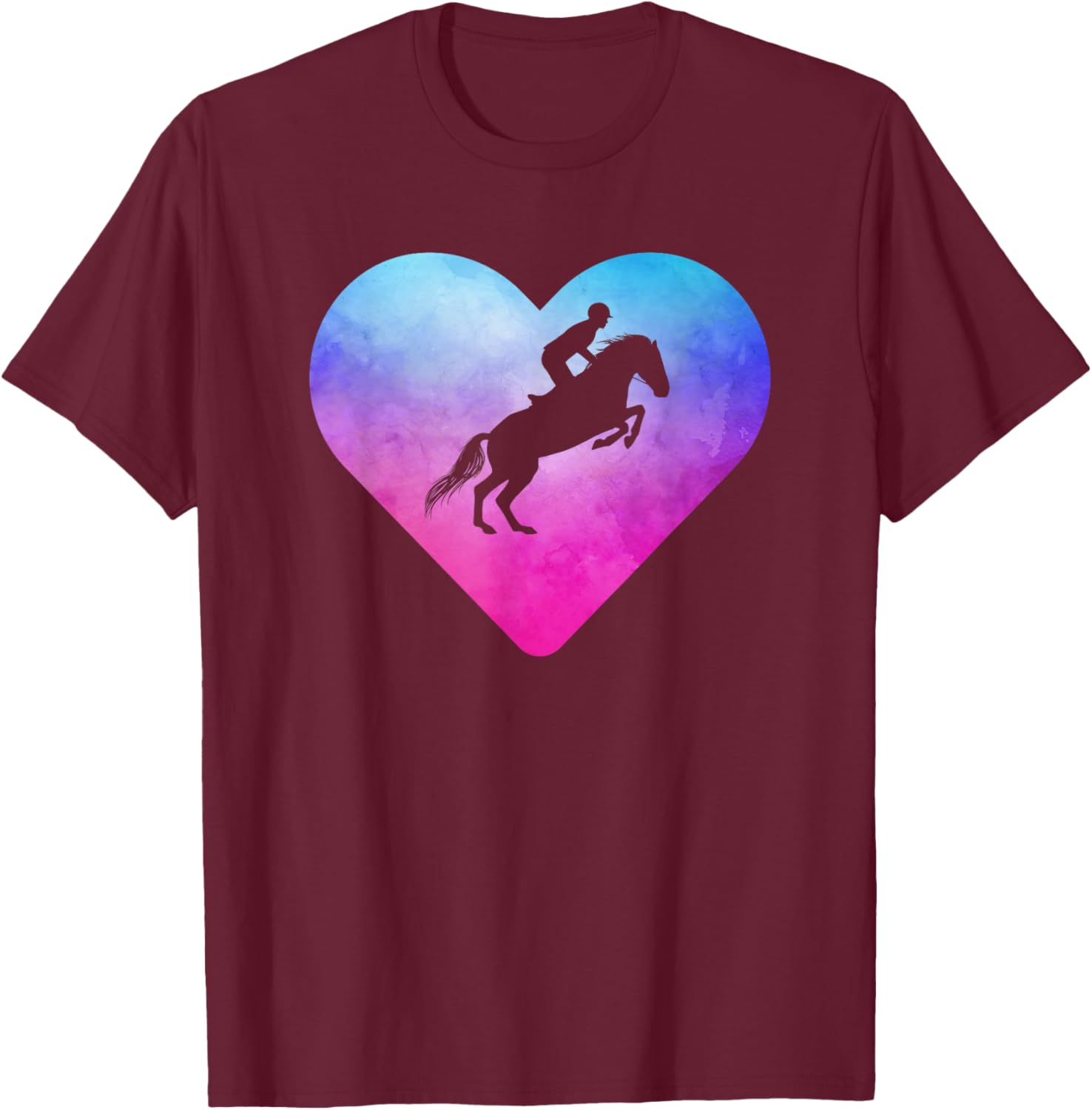 Women or Girls Show Jumping Horse T-Shirt - T-Shirt | Maroon
