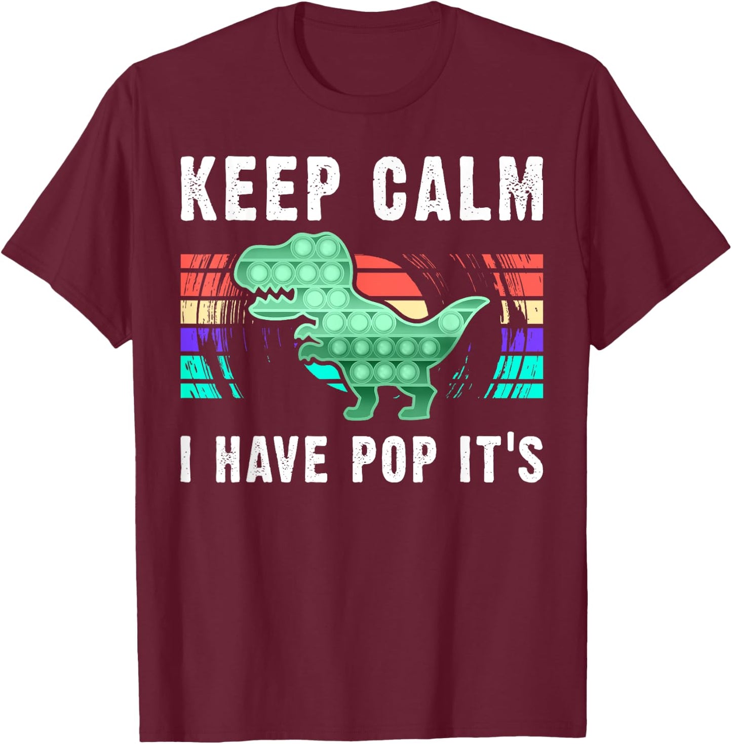 Fidget Toy Pop It Dinosaur for Boys T-Shirt - T-Shirt | Maroon