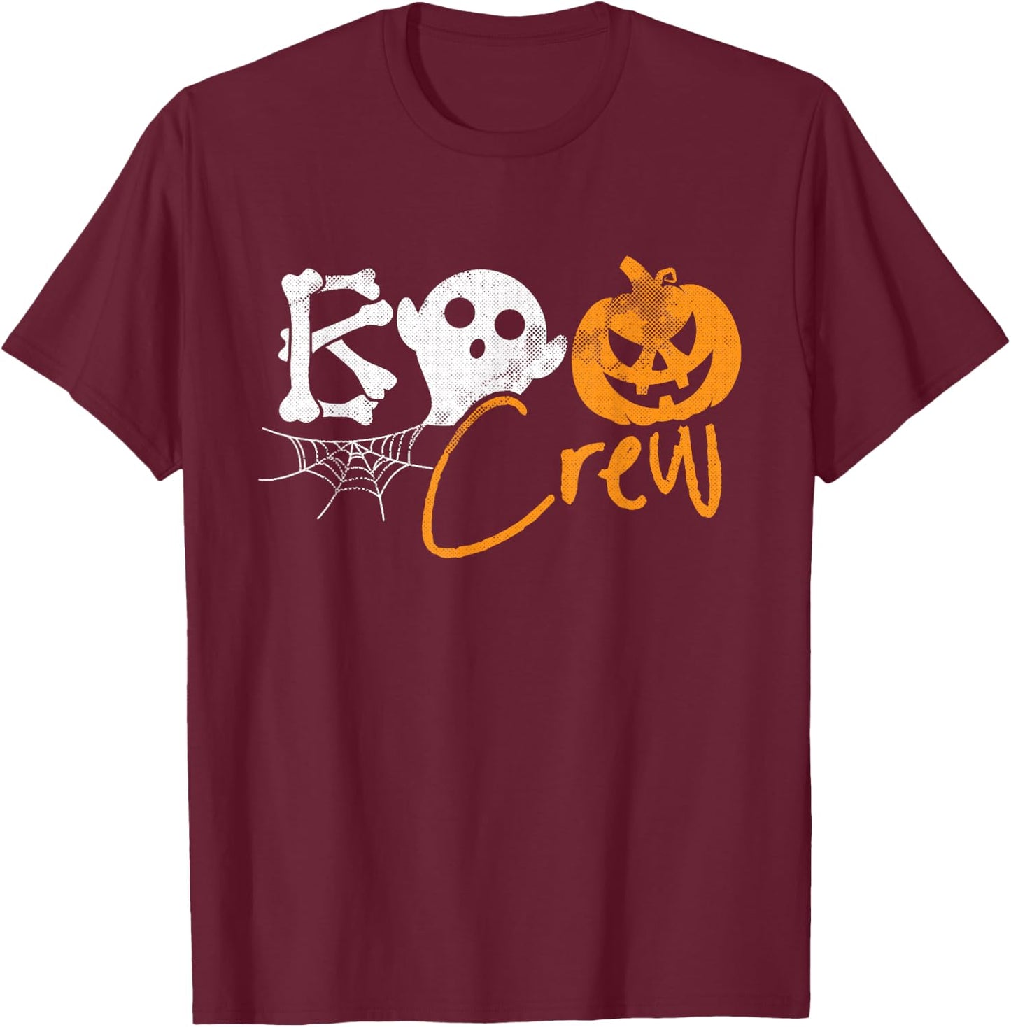Boo Crew Lazy Halloween Costume Funny Ghost Pumpkin Bones T-Shirt - T-Shirt | Maroon