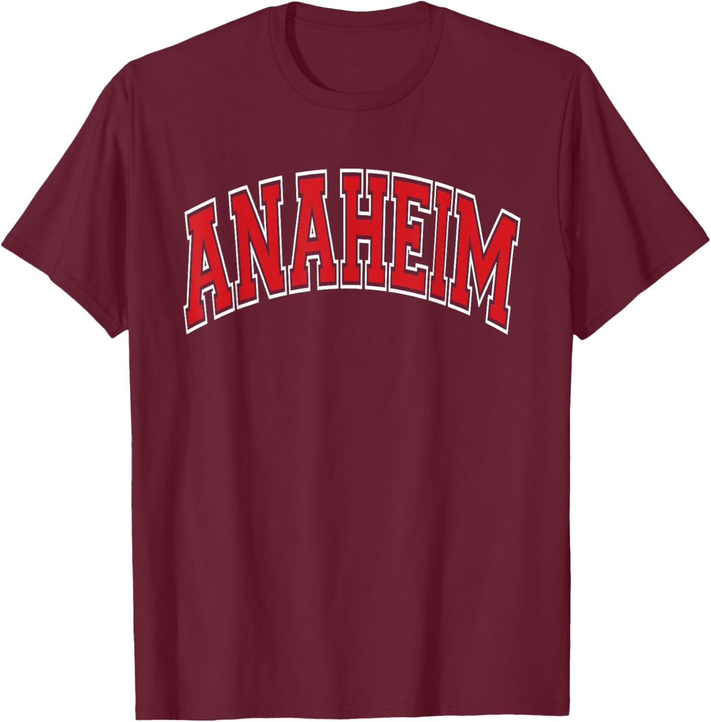Anaheim Arched Red Text T-Shirt - T-Shirt | Maroon