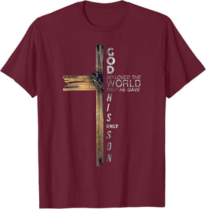 Son Of God Jesus Christ Cross Christian 9 John 3 16 T-Shirt - T-Shirt | Maroon