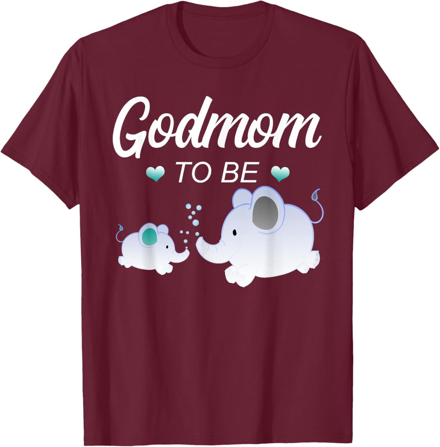 Godmom To Be Elephant Baby Shower For Boy T-Shirt - T-Shirt | Maroon
