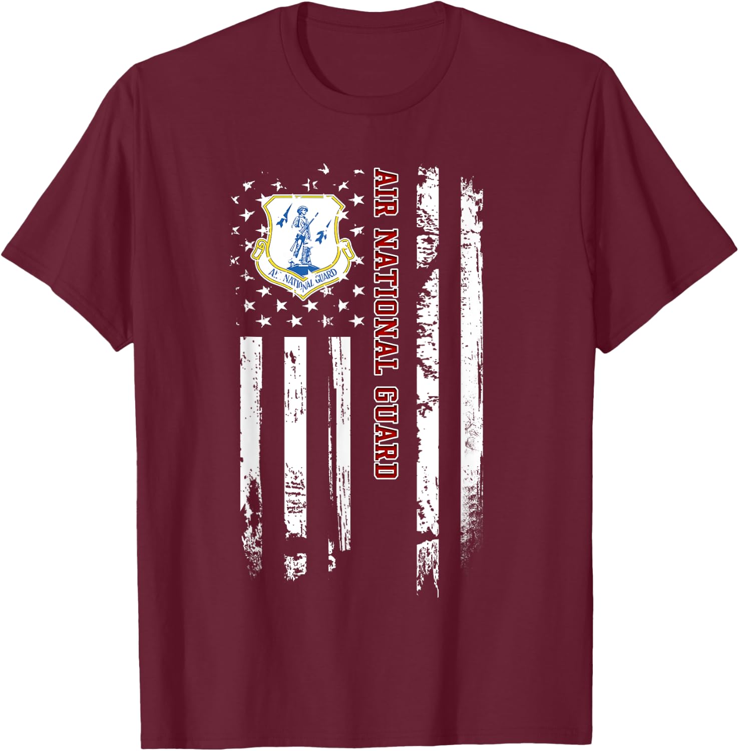 Air National Guard Veteran USA Flag Veterans Day Christmas T-Shirt - T-Shirt | Maroon