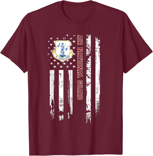 Air National Guard Veteran USA Flag Veterans Day Christmas T-Shirt - T-Shirt | Maroon