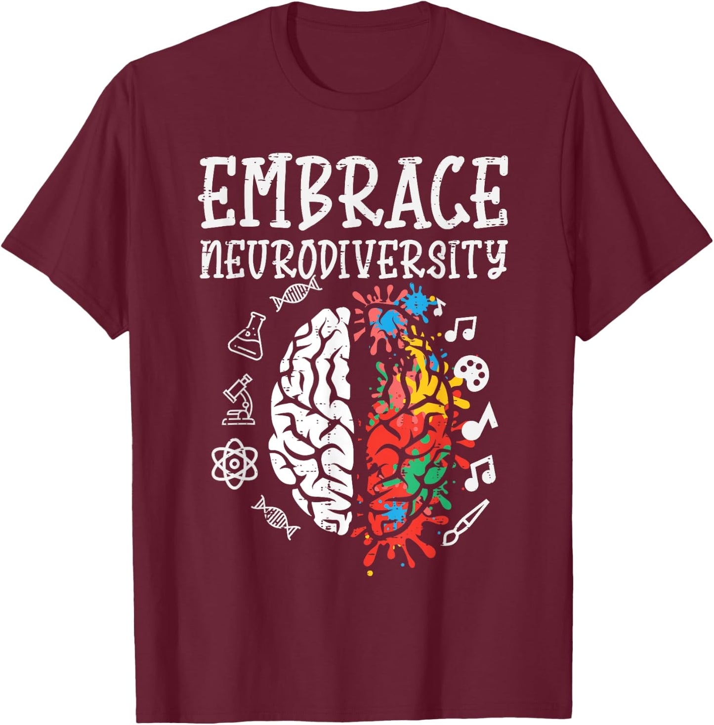 Embrace Neurodiversity Autism Awareness ASD Men Women Kids T-Shirt - T-Shirt | Maroon