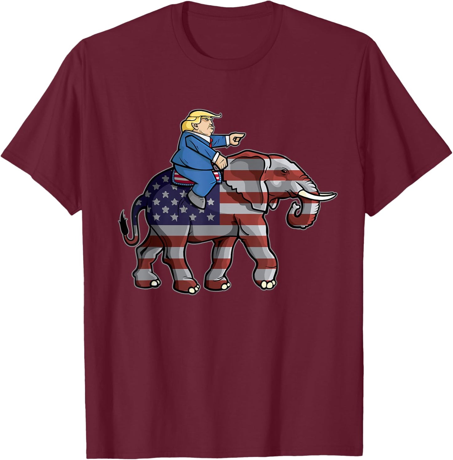 Donald Trump Riding Elephant Republicans Shirt Gift T-Shirt - T-Shirt | Maroon