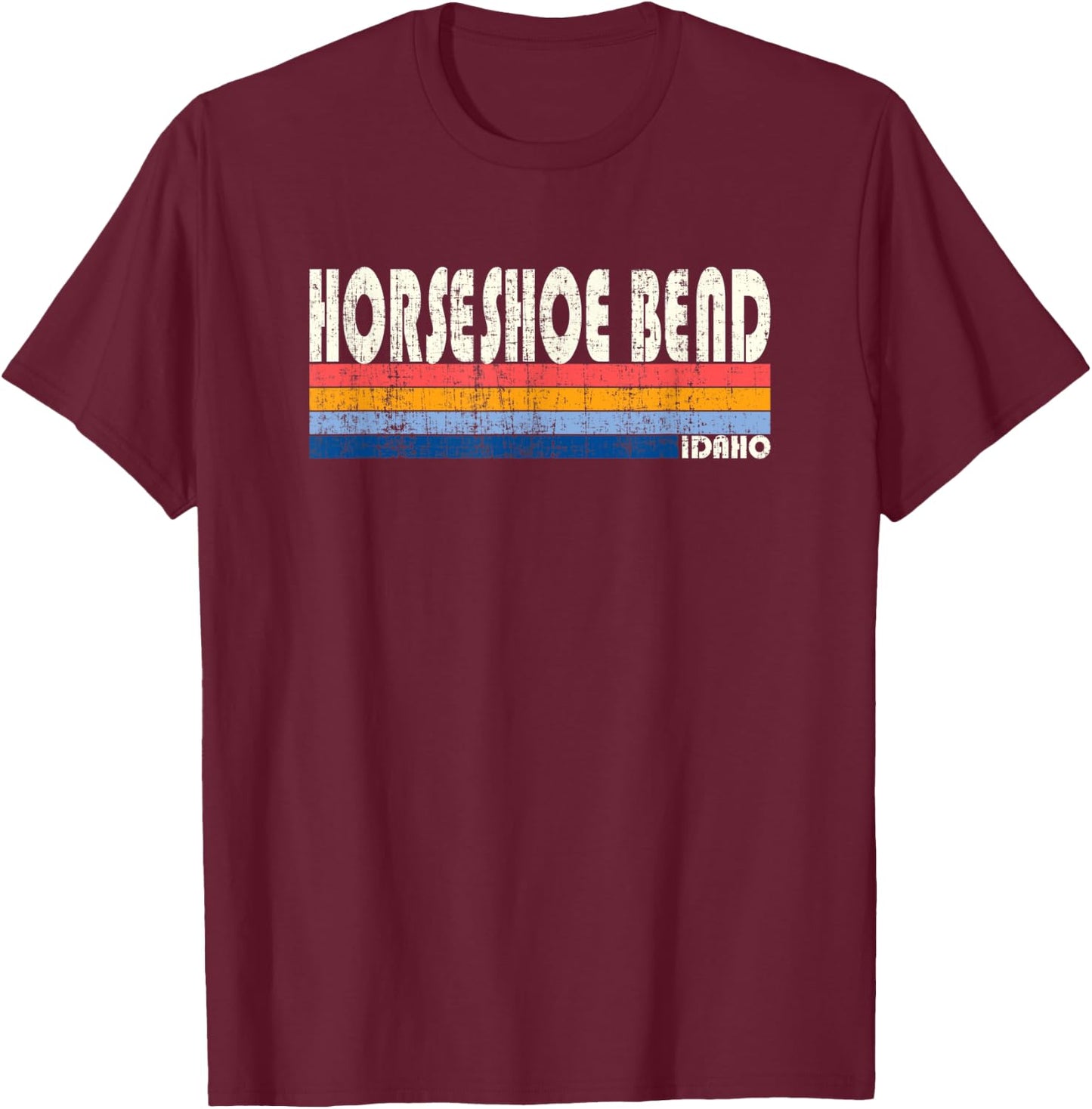 Retro Vintage 70s 80s Style Horseshoe Bend, ID T-Shirt - T-Shirt | Maroon