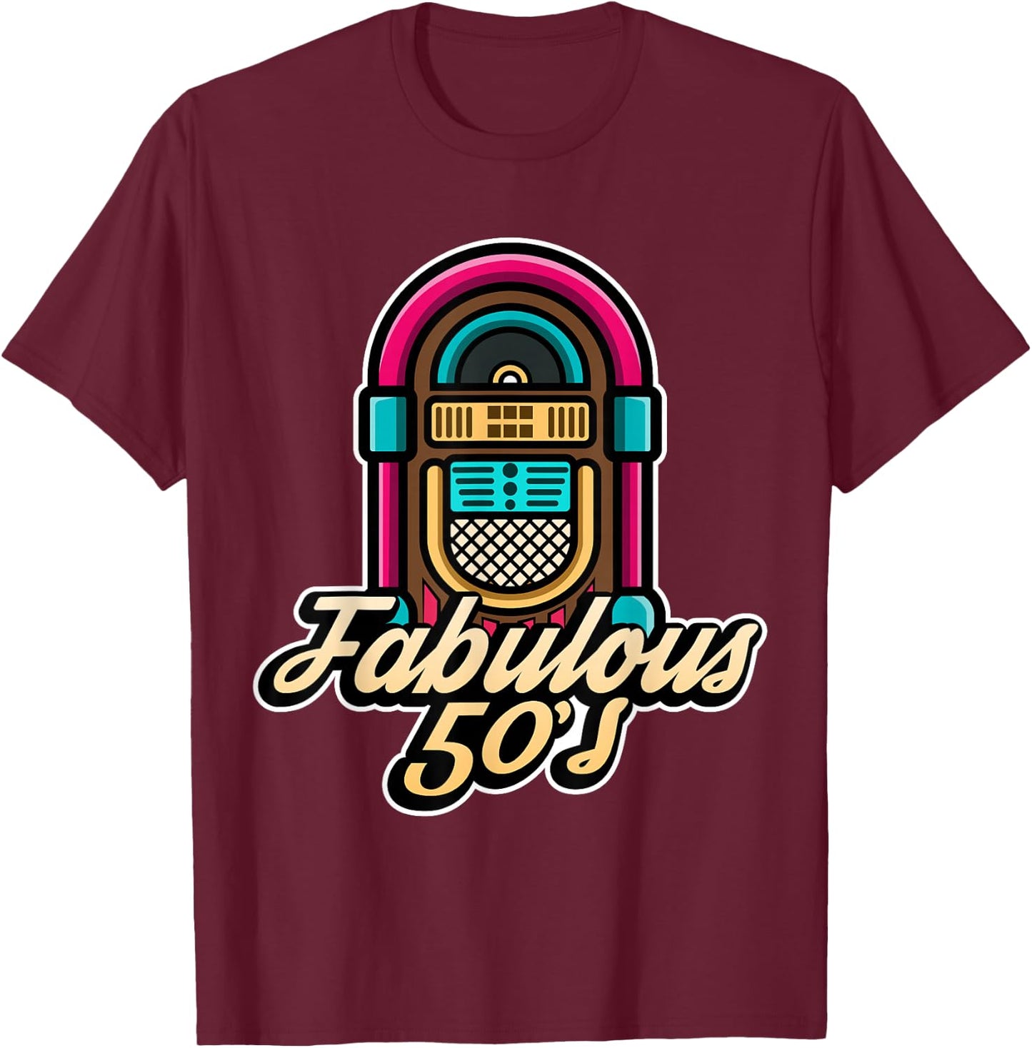 Sock Hop Costume Fabulous 50s Jukebox for Greaser Babe T-Shirt - T-Shirt | Maroon