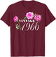 Vintage 1966 56 Years Old Flowers Birthday Gifts T-Shirt - T-Shirt | Maroon