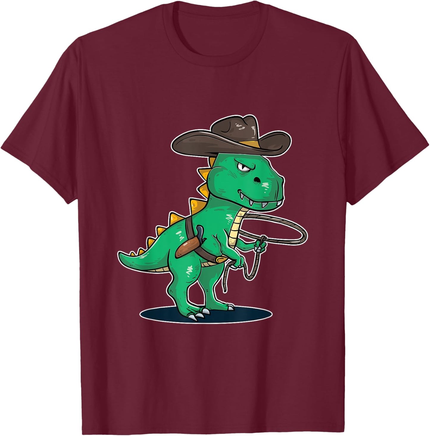 Cowboy Rodeo Dinosaur T-Rex T-Shirt - T-Shirt | Maroon