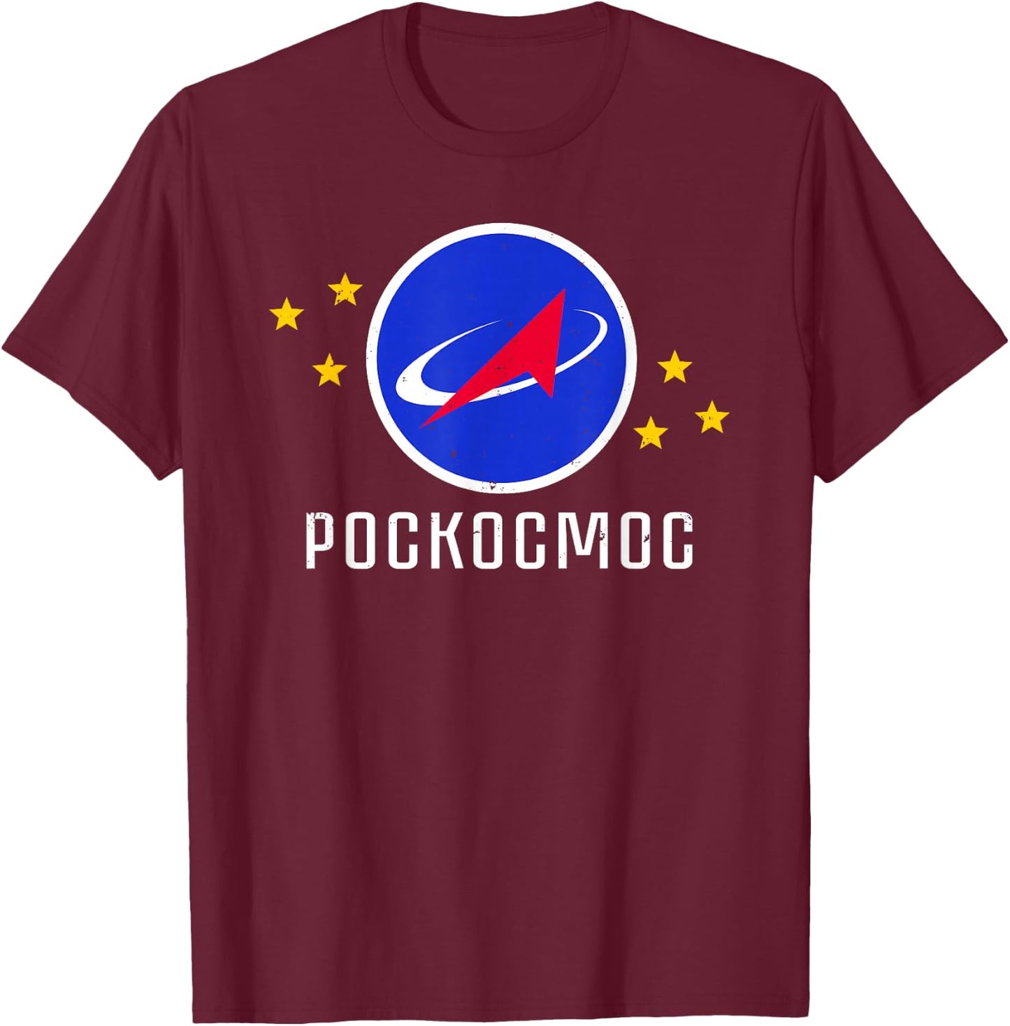Roscosmos Space Russian Authority Russia Sputnik T-Shirt - T-Shirt | Maroon