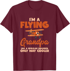 Flying Grandpa Pilot Airplane Lover Aviation Gift Outfit T-Shirt - T-Shirt | Maroon