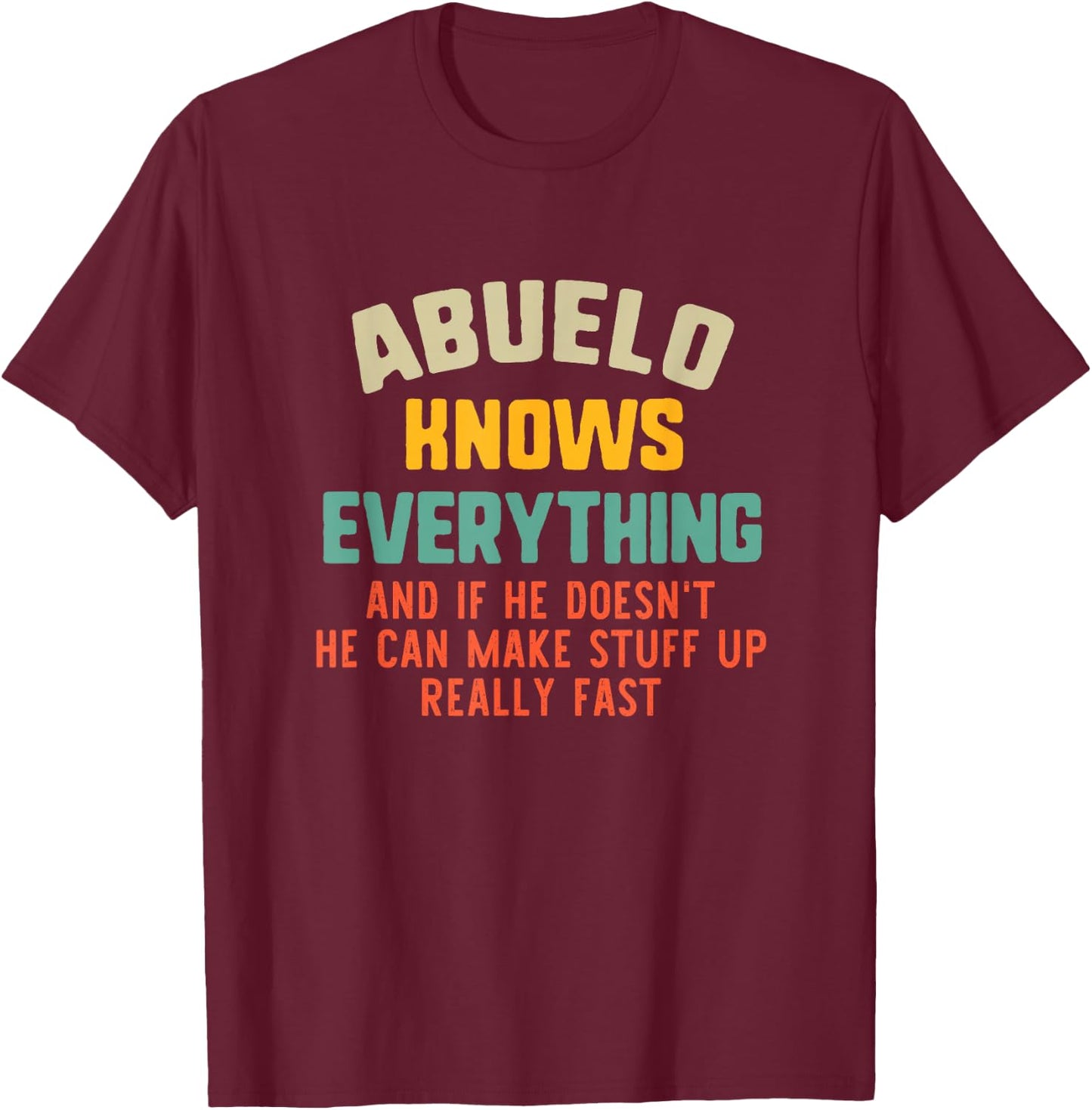 Abuelo Knows Everything Vintage Grandpa Funny T-Shirt - T-Shirt | Maroon