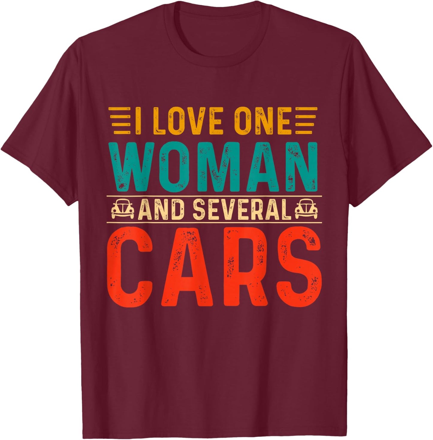 Garage Guys I Love One Woman & Several Cars Mechanic Engine T-Shirt - T-Shirt | Maroon