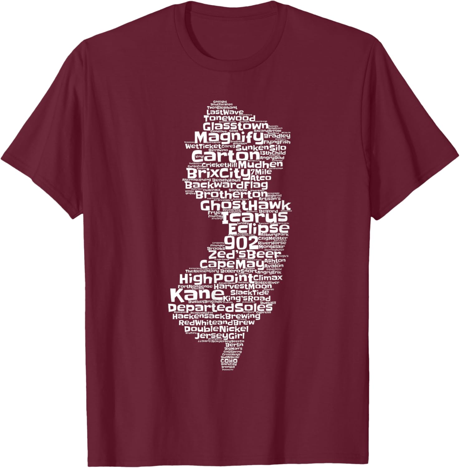 New Jersey Breweries T-Shirt - T-Shirt | Maroon