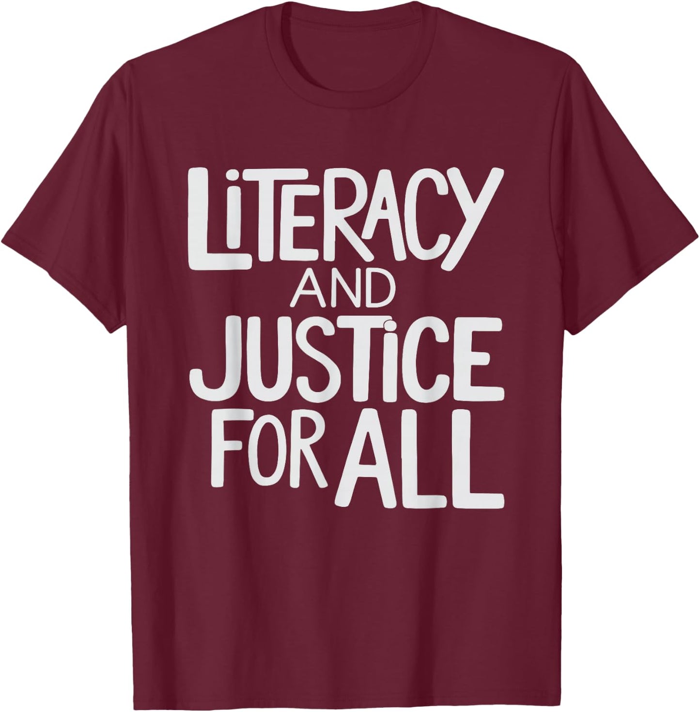 Reading Book Club Literacy and Justice for All Librarian T-Shirt - T-Shirt | Maroon