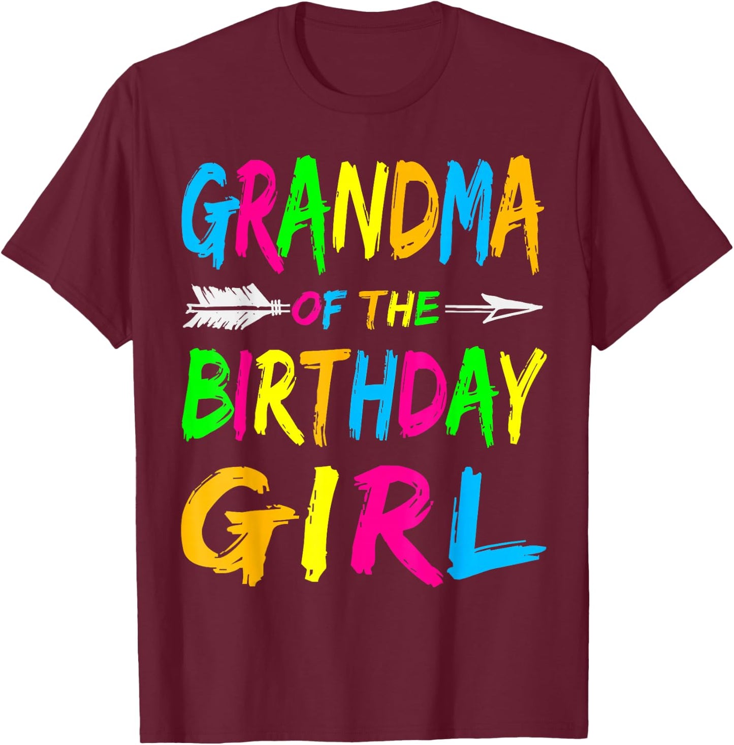 Grandma of the Birthday Girl Retro 80's Party Shirt T-Shirt - T-Shirt | Maroon