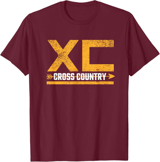 The Cross Country Running Shed Men's Black Cross Country Running T-Shirt - T-Shirt | Maroon