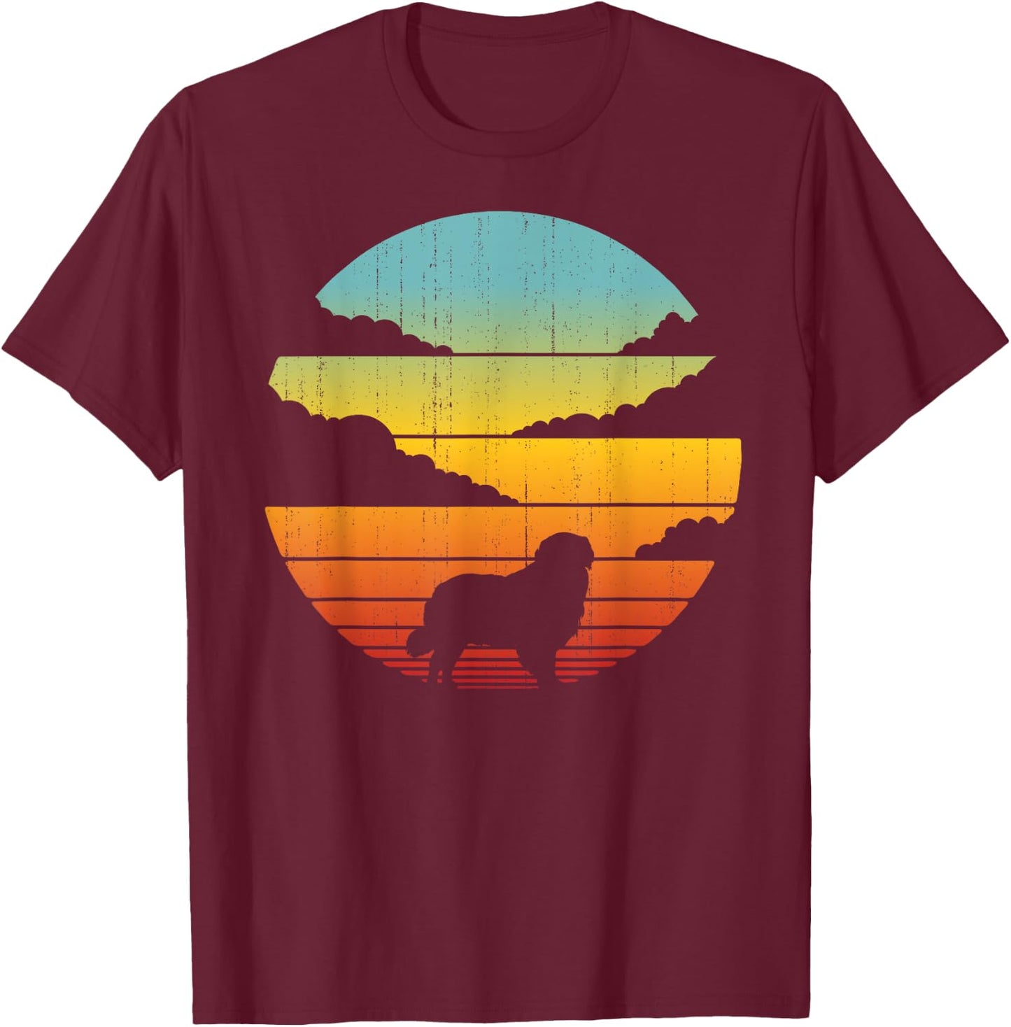 Golden Retriever Retro Vintage 60s 70s Sunset Dog Lovers Men T-Shirt - T-Shirt | Maroon