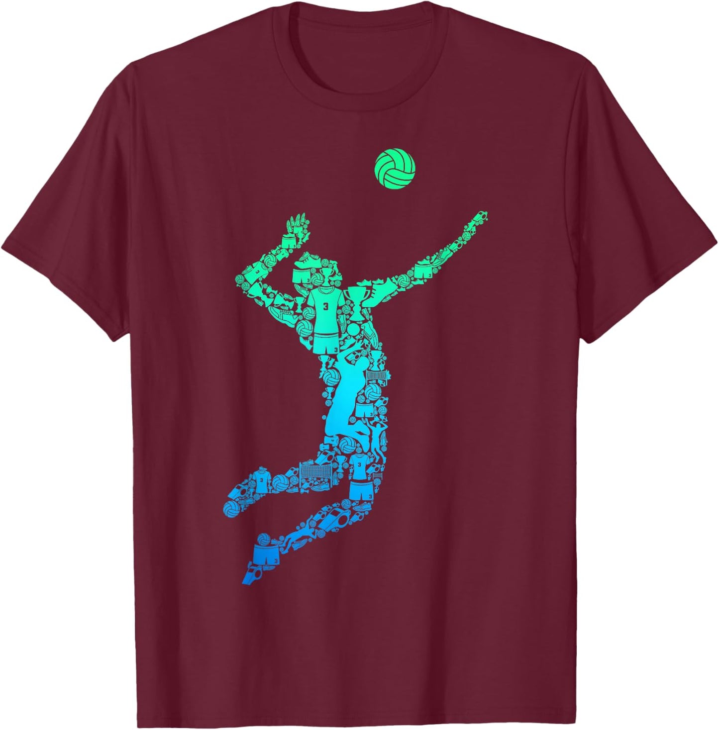 Volleyball Player Boys Men Youth T-Shirt - T-Shirt | Maroon