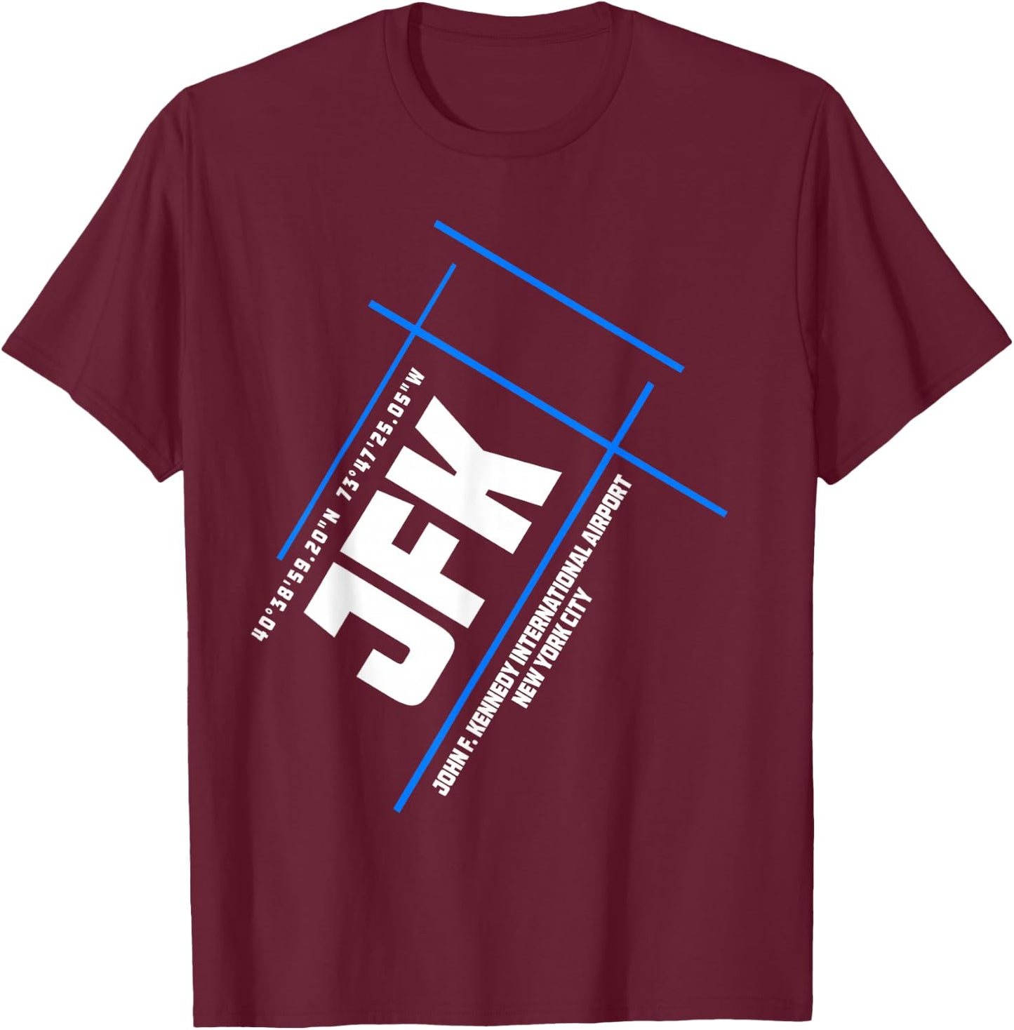 JFK John F. Kennedy International Airport Runway Layout T-Shirt - T-Shirt | Maroon