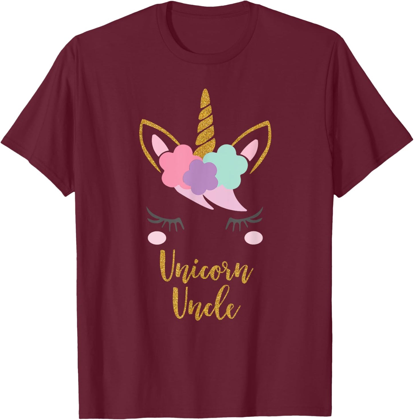 Unicorn Uncle Shirt, Uncle of the Birthday Girl Gift T-Shirt - T-Shirt | Maroon