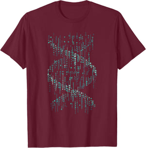 Binary Code DNA Helix Science T-Shirt - T-Shirt | Maroon