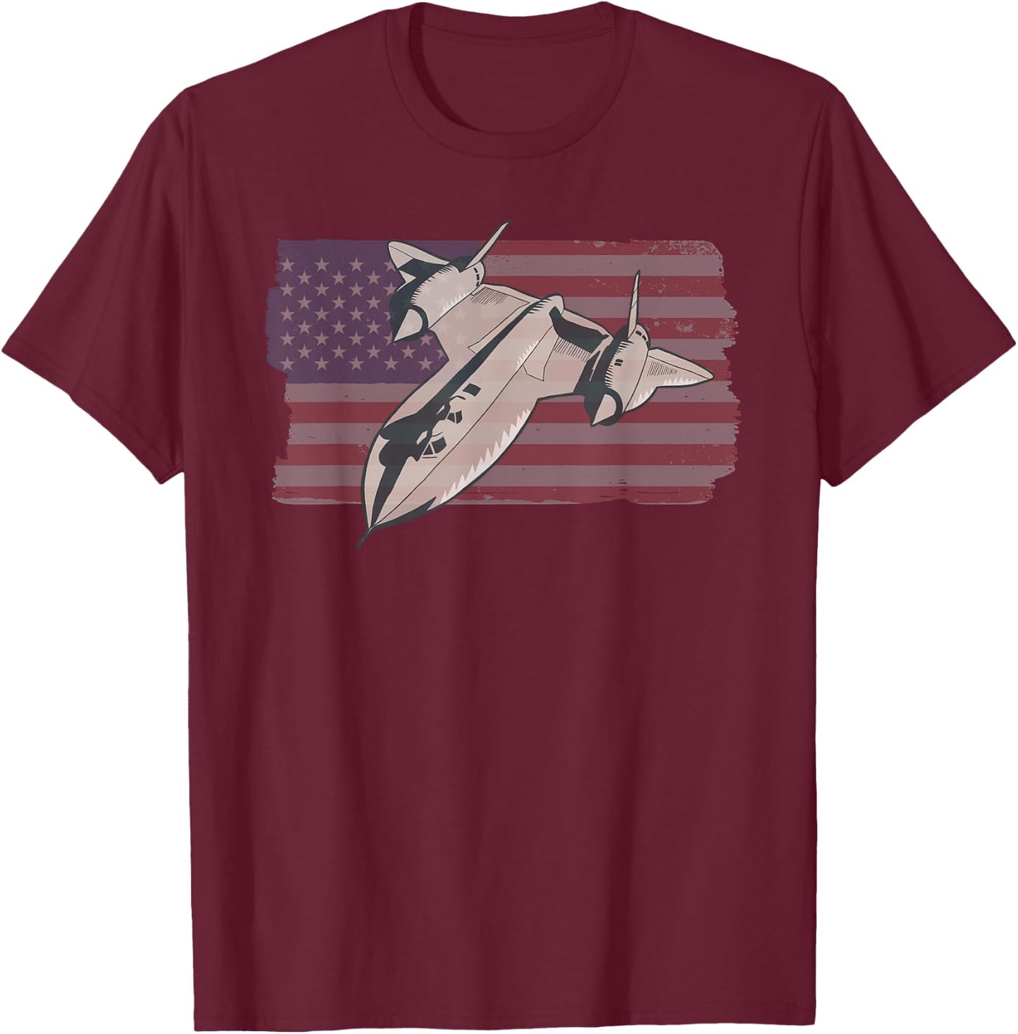 Military Aircraft SR-71 Blackbird USAF Pilot US Flag T-Shirt - T-Shirt | Maroon