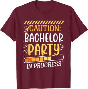 Attention! Stag Night In Gone Bachelor Bride T-Shirt - T-Shirt | Maroon