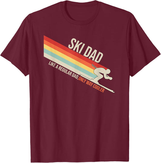 Ski Dad Funny Skiing Winter T-Shirt - T-Shirt | Maroon