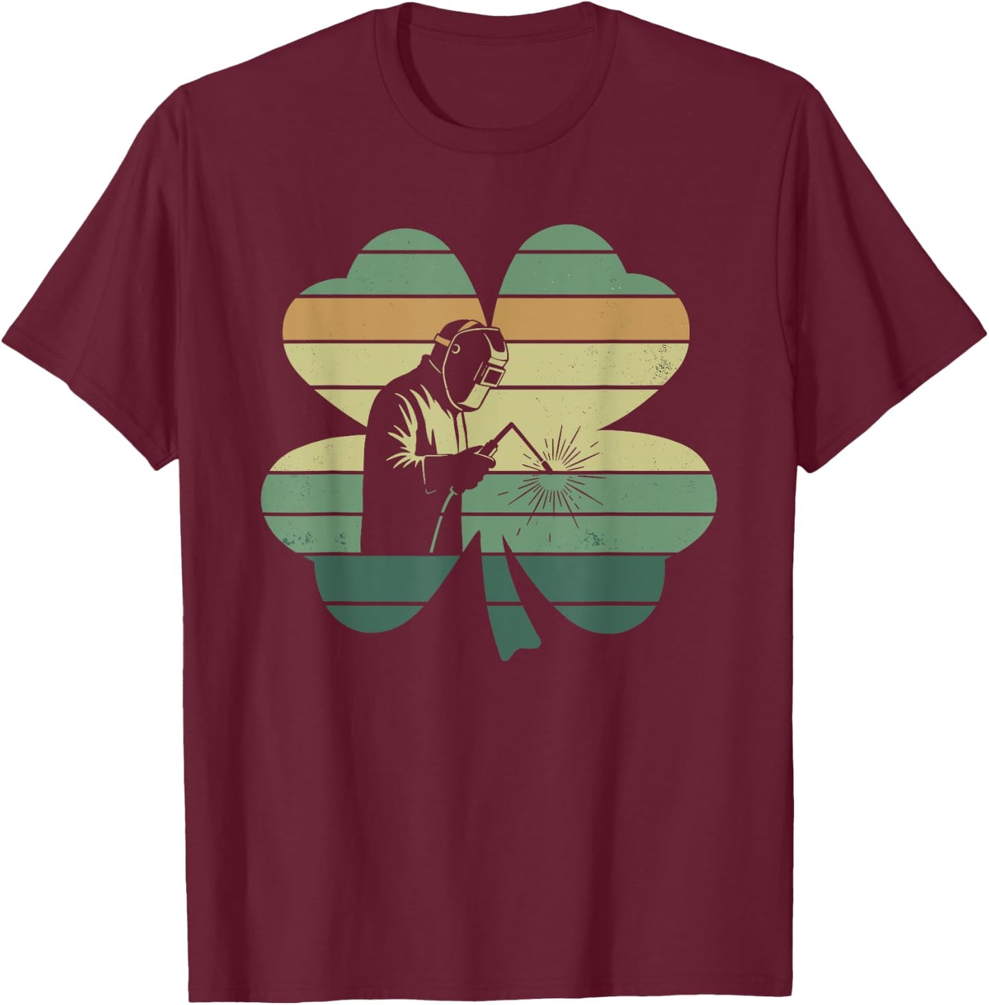 Retro Welding Welder Shamrock Patricks Day Kids T-Shirt - T-Shirt | Maroon