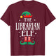 Librarian Elf Job Title Funny Christmas Matching Xmas T-Shirt - T-Shirt | Maroon