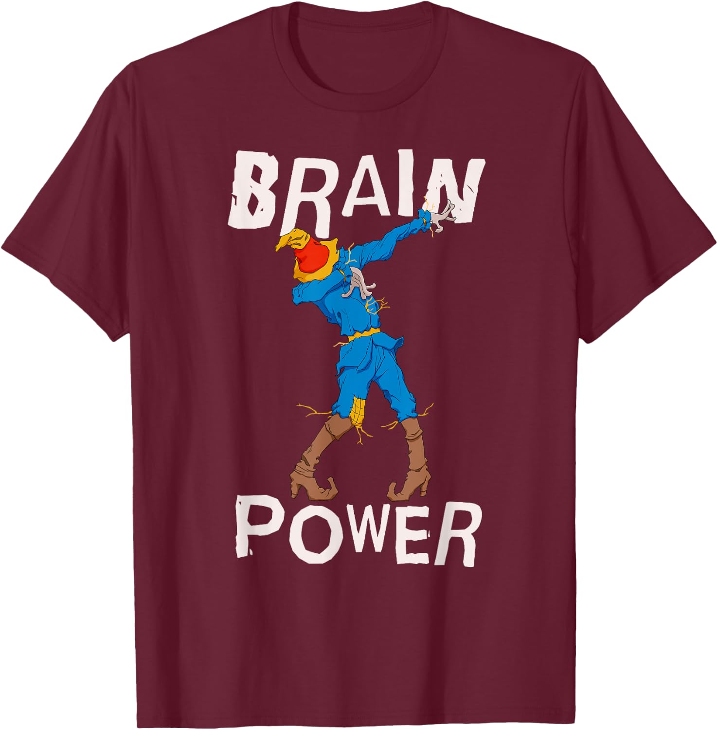 Fun Dabbing Scarecrow The Wizard of Oz Scarecrow Brain Power T-Shirt - T-Shirt | Maroon