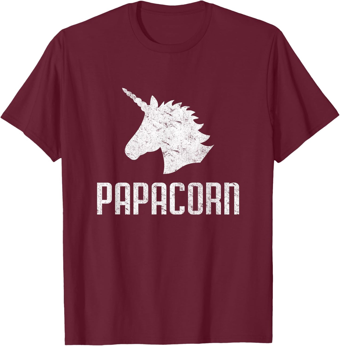 Papa Corn Unicorn Dad Funny Matching Birthday Party T-Shirt - T-Shirt | Maroon