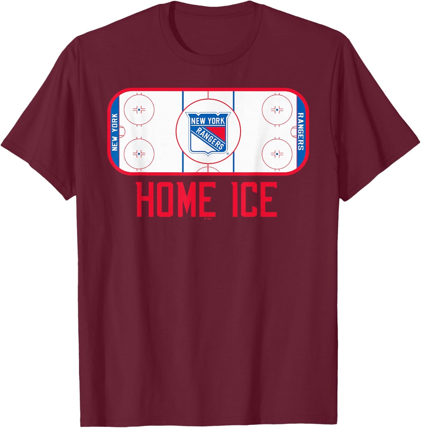 New York Rangers Home Ice Black Officially Licensed T-Shirt - T-Shirt | Maroon