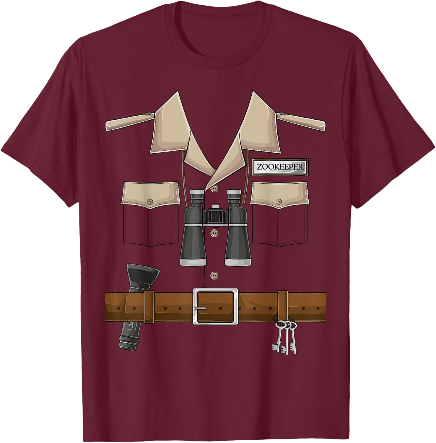 Zookeeper Halloween Costume DIY Safari Zoo Keeper Explorer T-Shirt - T-Shirt | Maroon