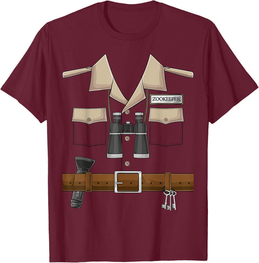 Zookeeper Halloween Costume DIY Safari Zoo Keeper Explorer T-Shirt - T-Shirt | Maroon