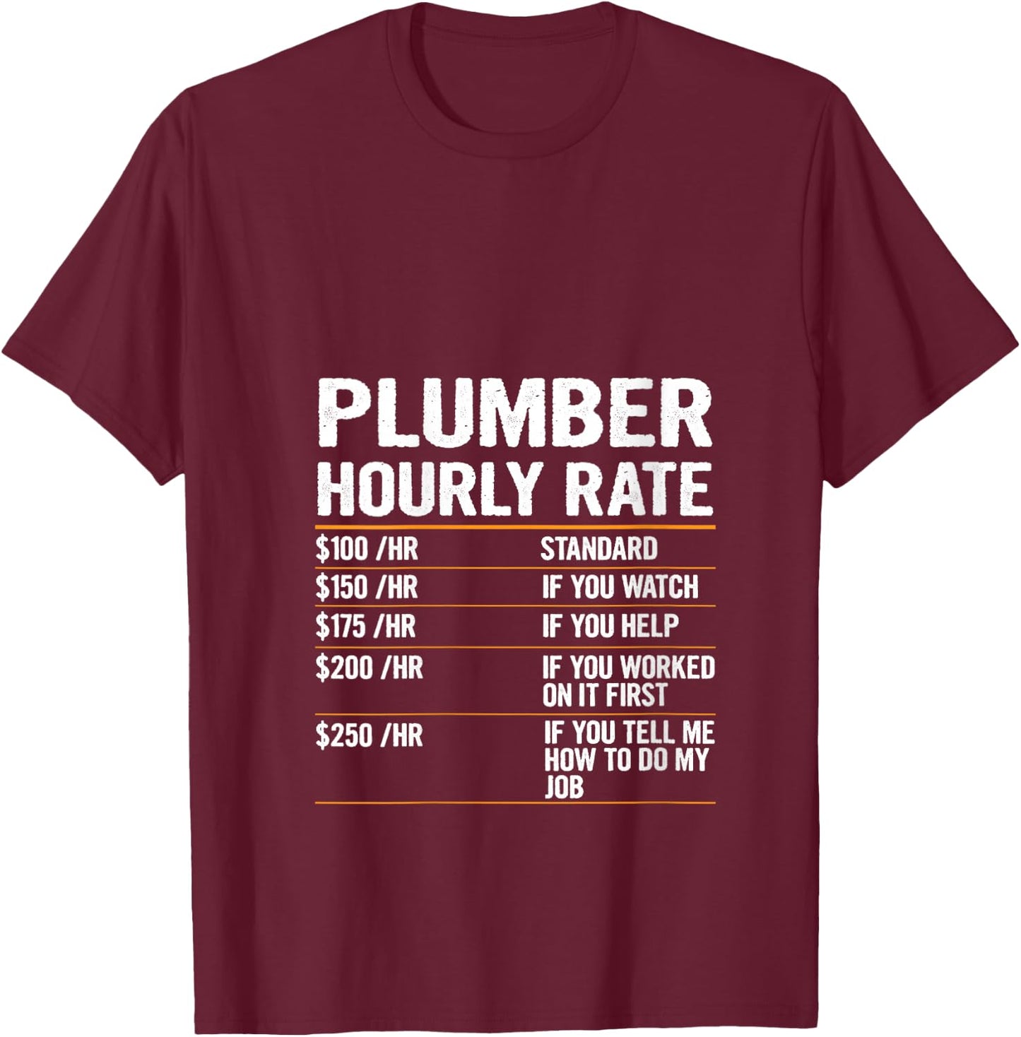 Labor Rates Plumber Hourly Rate Outfit for Plumber V-Neck T-Shirt - T-Shirt | Maroon