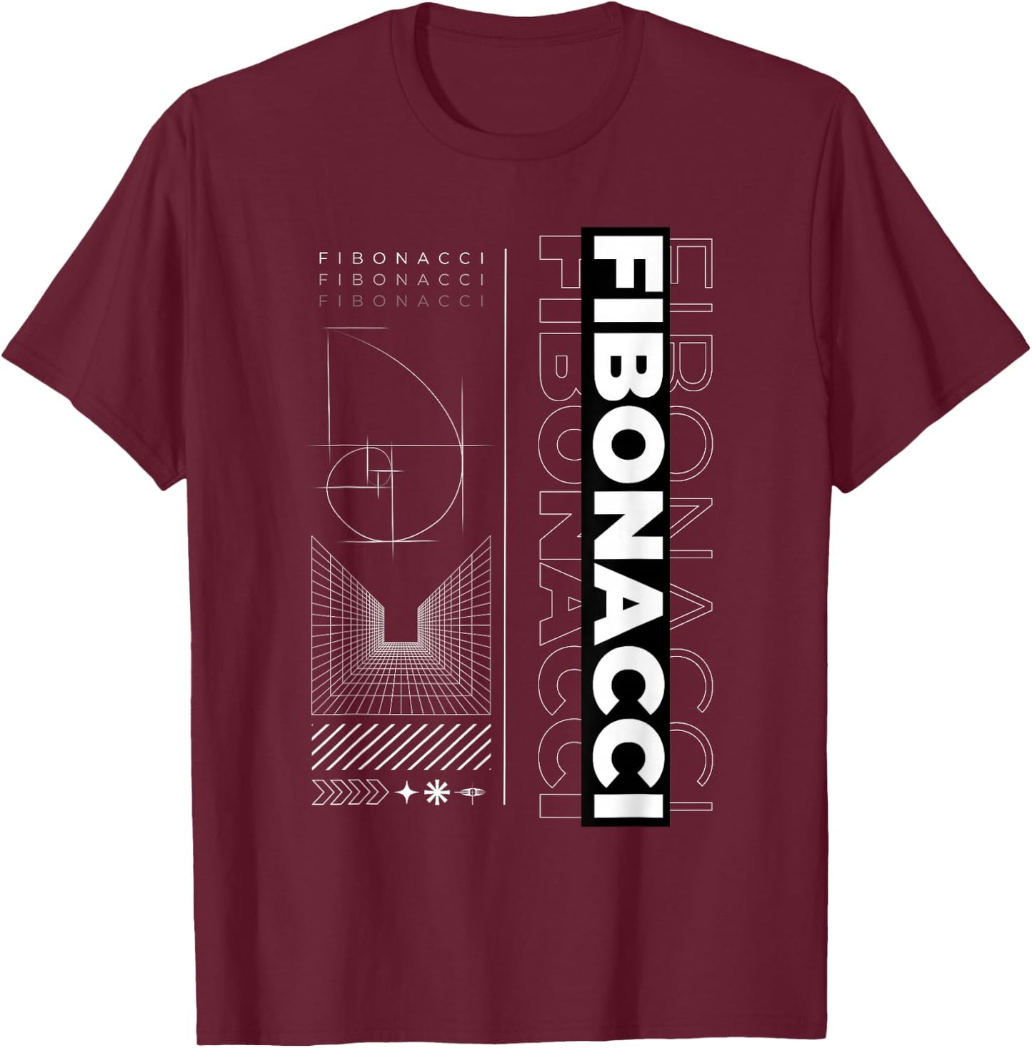 Fibonacci Golden Spiral T-Shirt - T-Shirt | Maroon