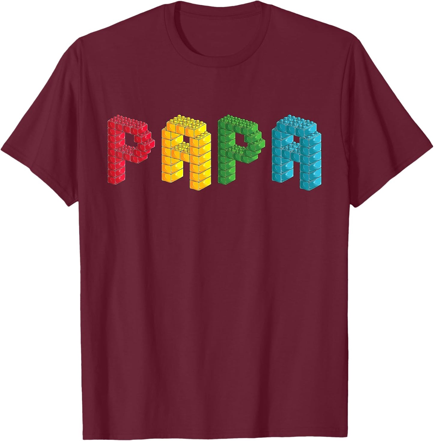 Papa Master Builder Building Bricks Blocks Family Set T-Shirt - T-Shirt | Maroon