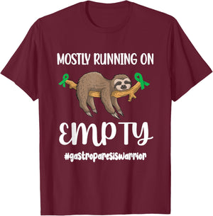 Gastroparesis Warrior Sloth | Green Ribbon Stomach Paralysis T-Shirt - T-Shirt | Maroon