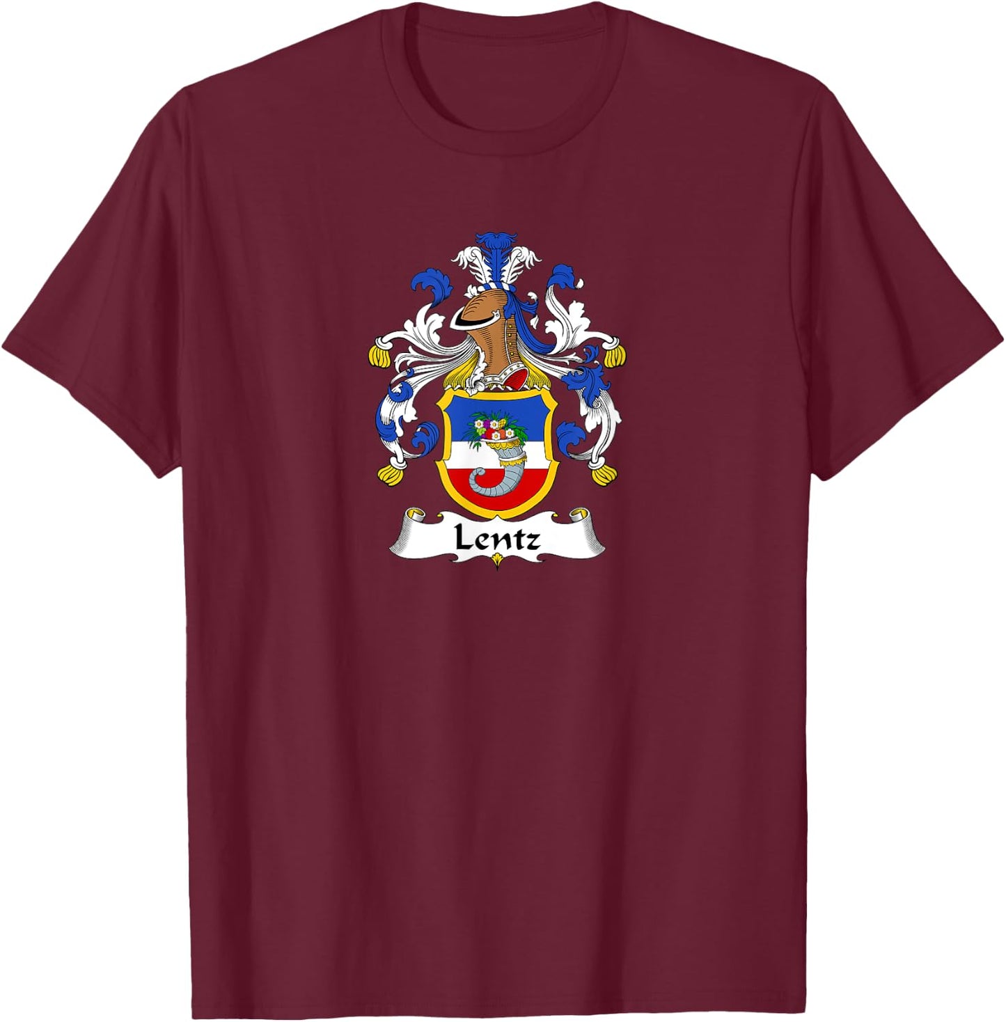 Lentz Coat of Arms - Family Crest T-Shirt - T-Shirt | Maroon