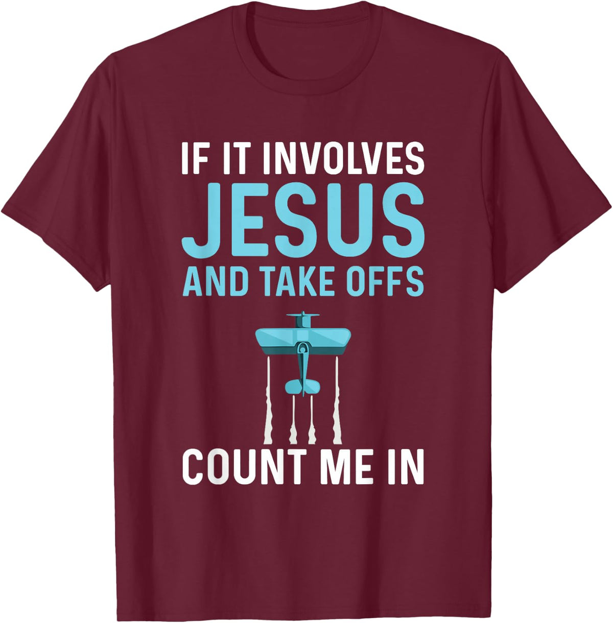 Airplane Pilot & Jesus Design Men's Black Cotton , Small, Short Sleeve, , Classic Fit, Modern Style, Aviation Theme, Casual Lifestyle, Perfect for Pilots & Aviation Enthusiasts T-Shirt - T-Shirt | Maroon