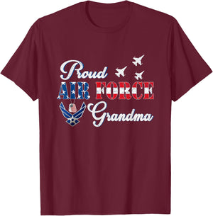 Proud Air Force Grandma US Flag Veteran 4th of July Gift T-Shirt - T-Shirt | Maroon