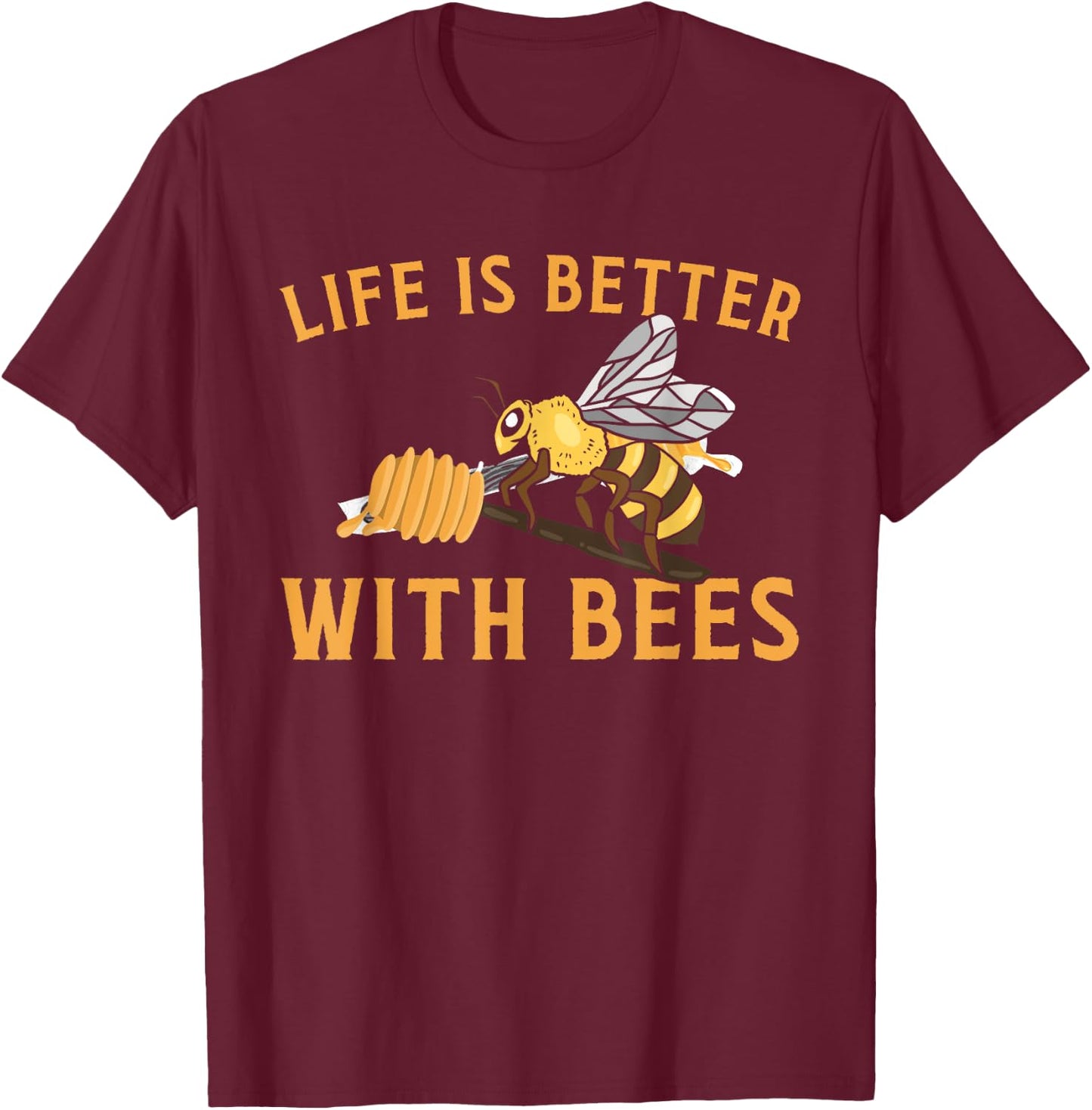 Cool Bee Design Women Honey Bumble Bee Beekeeping T-Shirt - T-Shirt | Maroon