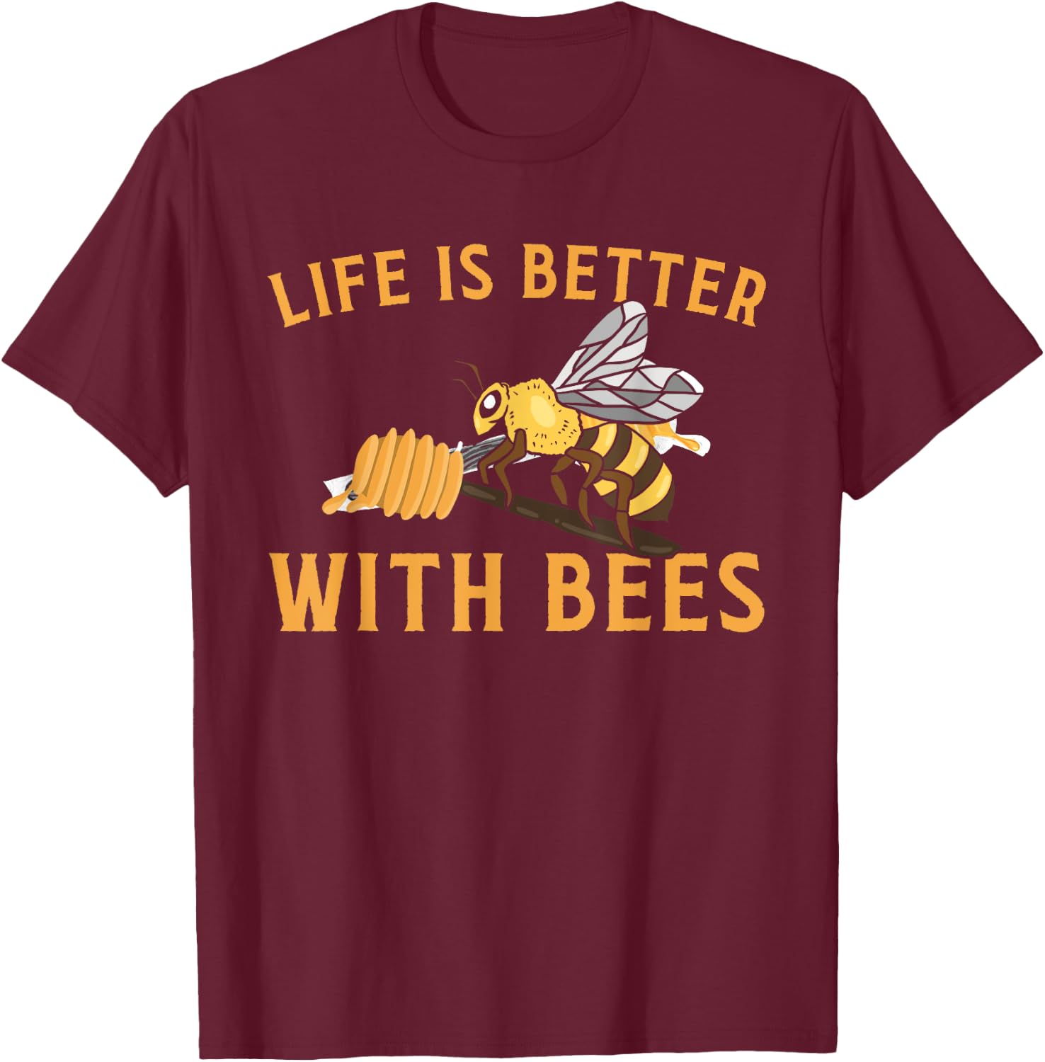 Cool Bee Design Women Honey Bumble Bee Beekeeping T-Shirt - T-Shirt | Maroon