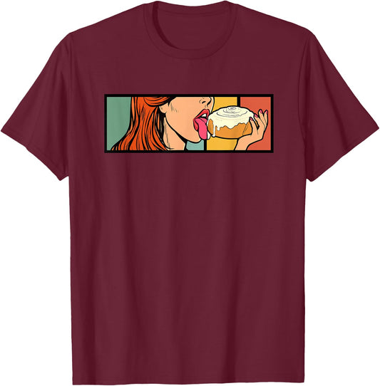 Cinnamon Roll Honey Bun Retro Vintage Bread Baker Baking T-Shirt - T-Shirt | Maroon