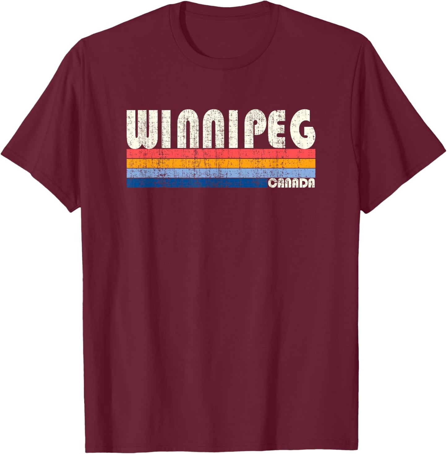 Retro Vintage 70s 80s Style Winnipeg, Canada T-Shirt - T-Shirt | Maroon