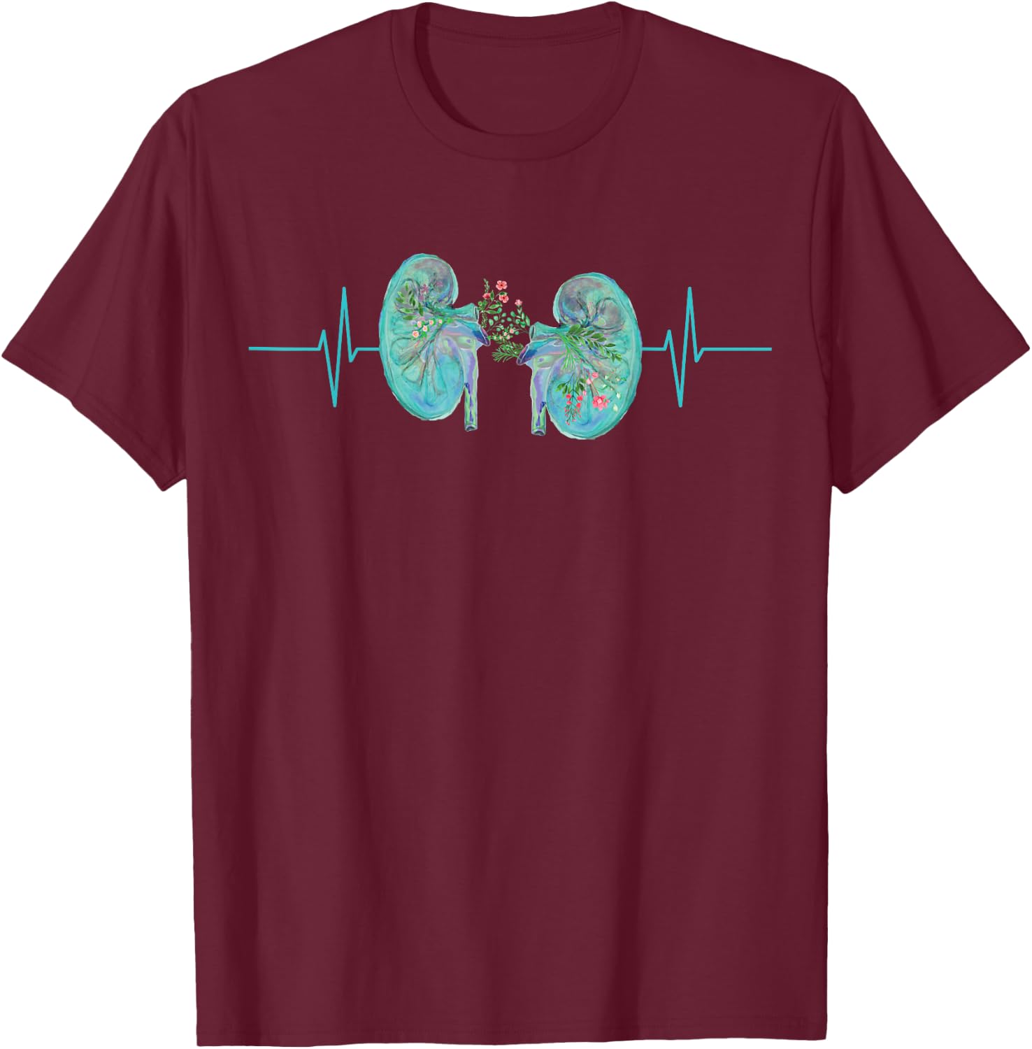 Nephrology Nurse Dialysis Technician Kidney Heartbeat RN T-Shirt - T-Shirt | Maroon